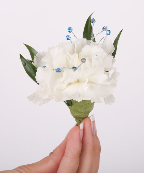 Classic Carnation Boutonniere with Bling