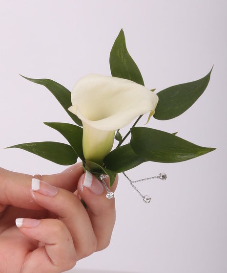 Mini Calla Boutonniere with Bling