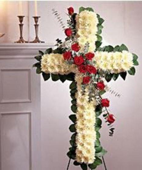 Premium Floral Funeral Cross for Memorial or Service