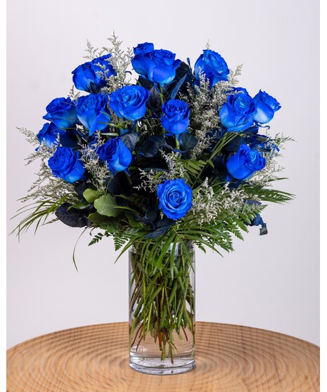 Two Dozen Bright Blue Roses